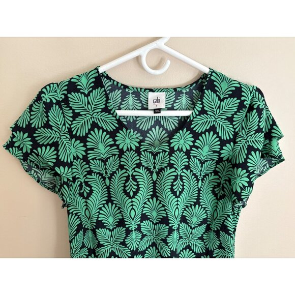 cAbi Palmette Tropical Print Mini Dress Navy/Green Size Small - Picture 6 of 13